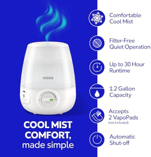 Vicks Filter-Free Ultrasonic Humidifier, Recommended by Pediatricians - Image 2
