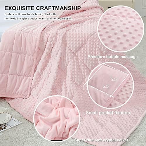 Alomidds Weighted Blanket (60"x80",15lbs Queen Size - Pink), Weighted Blankets for Adults, Cooling Breathable Soft and Comfort Minky, Heavy Blanket Microfiber Material with Glass Beads - Image 4
