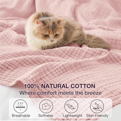 100% Cotton Muslin Blanket Twin 60" x 80", Breathable and Lightweight Cotton Twin Blankets for Couch, Soft Cooling Summer Gauze Blanket for Adults All Season, Medium Grey - Image 5