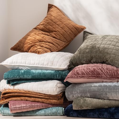 RECYCO Channel Box Stitch Velvet Quilt Set, Full Queen Size, Emerald Green - Image 6
