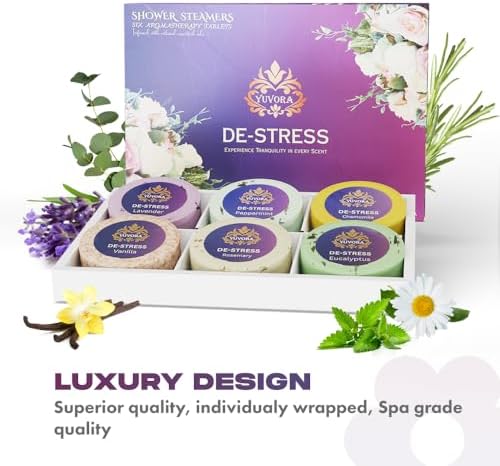 Shower Steamers Gift Set – 6 Aromatherapy Shower Bombs with Essential Oils – Relaxation & Stress Relief Spa Gift for Women & Men – Natural Self-Care Shower Fizzies – Home Spa Kit – De-Stress Scents - Image 2