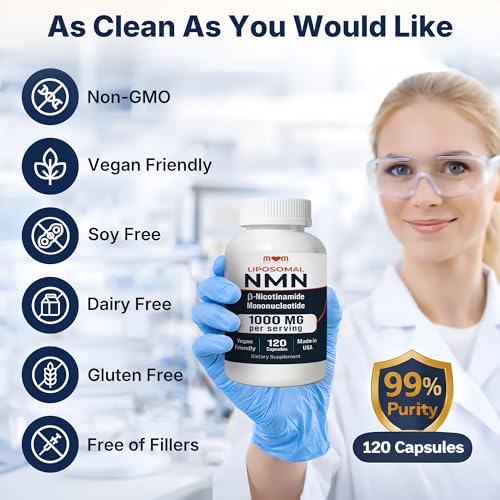 NMN Supplement 1000 mg Pure Nicotinamide Mononucleotide - NAD Precursor for Energy, Cellular Renewal & Longevity Support - Mitochondrial Support 120 Capsules - Vegan, Non GMO, Gluten Free - Image 7
