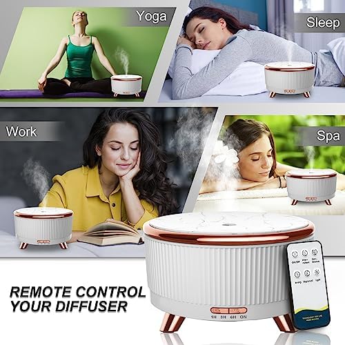 Diffusers for Essential Oils Large Room, 500ml Aromatherapy Diffuser Cool Mist Humidifier with Remote Control,7 Colors Lights & 6 Mist Mode Waterless Auto Off for Women Office Home - Image 5
