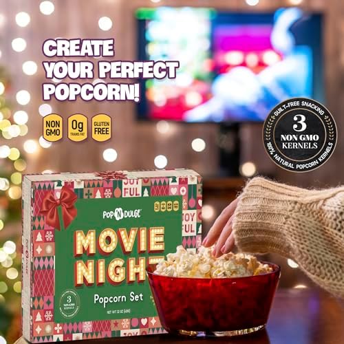 Movie Night Christmas Gifts - Holiday Popcorn Gift Baskets Gift Sets - 5 Non-GMO Gourmet Kernels and 5 Popcorn Flavoring - Perfect Family Gifts ideas for Adults, Couples, Parties, Holidays, or Movie Lovers - 10 Pack - Image 5