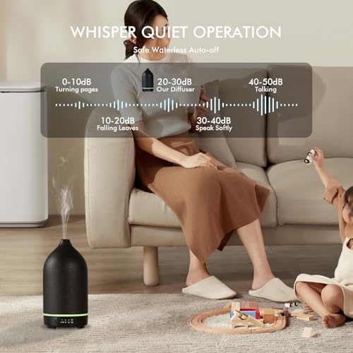 Essential Oil Diffuser Diffuser -Aromatherapy Diffuser for Essential Oils with Timer and 7 Colors LED Light Ultrasonic Diffuser with Auto Shut-Off, Home Office Decor&Gift (Black-150ml) - Image 4