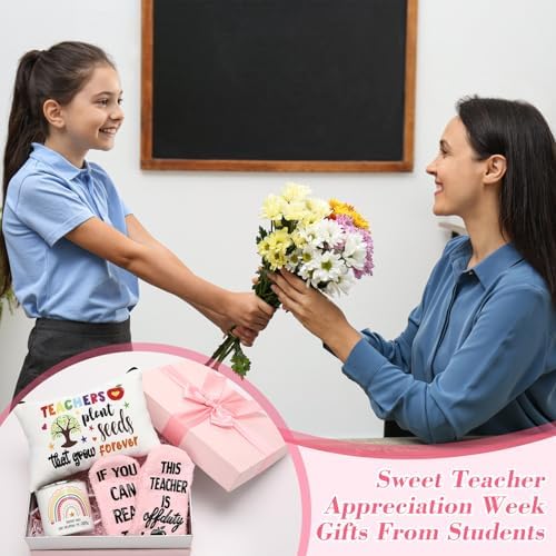 18 Pcs Teacher Christmas Appreciation Gifts Set for Women, 2026 Christmas Thank You Gifts Makeup Bags Enamel Mugs Socks Bulk Present for Teacher's Day Merry Xmas - Image 2