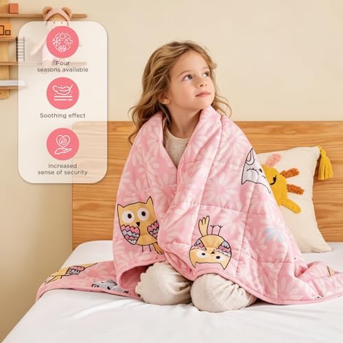Weighted Blanket - 7 lbs Pink Owl Heavy Blanket - Small Size Breathable Lap Blanket(41 * 60 inches, 7 lbs) - Image 3