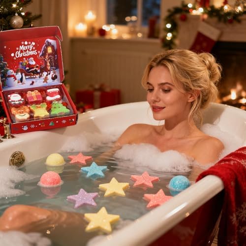 Christmas Bath Bombs for Kids, 12 Festive Shapes, Stocking Stuffer Gift Set - Image 7