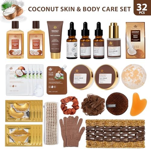 Gifts for Women & Men, 32 Pcs Coconut Vanilla Spa Gift Basket Set for Women - Image 2