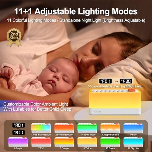TMEHM 3-in-1 Sleep Sound Machine with 8 Mixable Nature Sounds, Portable Bluetooth Speaker & 12-Color Night Light, White Noise, Sleep Timer & Breathing Exercises for Babies, Kids, and Adults - Image 4