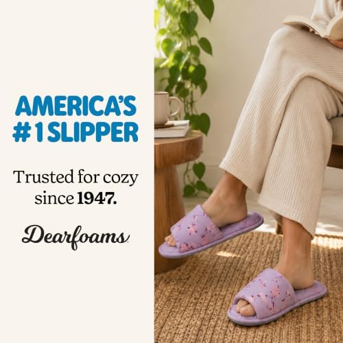 Dearfoams womens Slipper Memory Foam Summer House Shoe Beatrice Terry Slide - Image 4