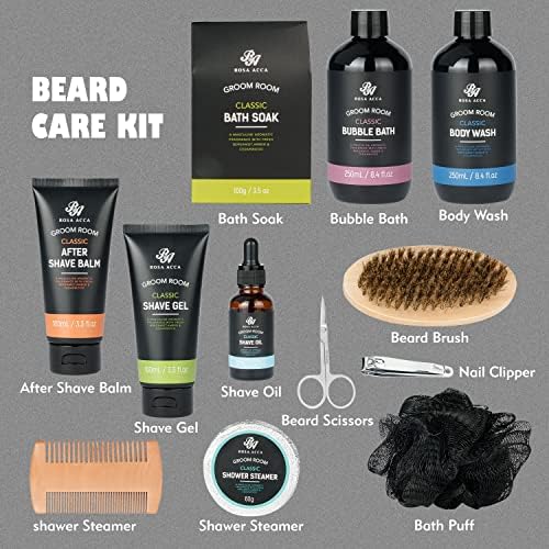 14 Pcs Bath & Body Gift Set for Men, Father's Day Gifts, Beard Grooming, Home Spa & Self Care Gift Basket, Shave Gel, Leather Bag, Christmas, Birthday, Anniversary, Dad, Husband, Boyfriend - Image 3