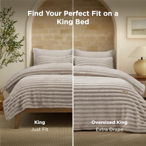 Bedsure Gentlesoft™ 2-in-1 King Size Comforter Set and Detachable Fluffy Blanket, Beige Bedding Set for All Season Use, Detachable Design for Space Saving (Includes 2 Pillow Shams, 2 Pillowcases) - Image 6