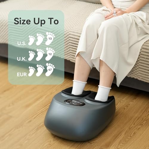 Snailax Shiatsu Foot Massager with Heat, Compression, Vibration, Electric Foot Massager Machine for Plantar Fasciitis, Neuropathy,Kneading, Foot Warmer with Remote Control, Size 13 - Image 6