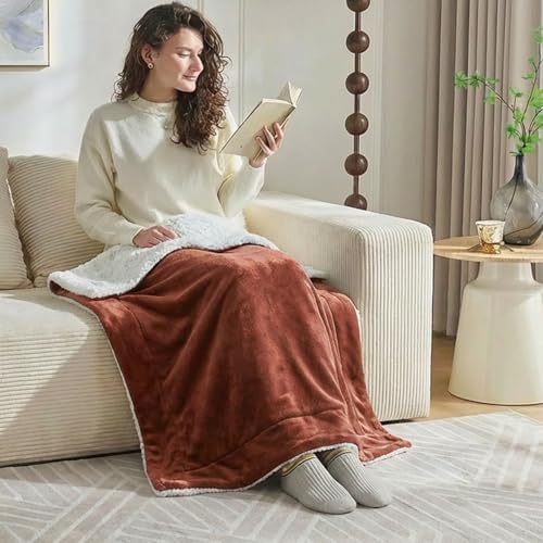 NANPIPER Warm Sherpa Blanket for Couch, Soft Fleece for Winter, Fuzzy Plush Small Throw Gift for Baby, Chocolate Brown 30x40 Inches by NANPIPER