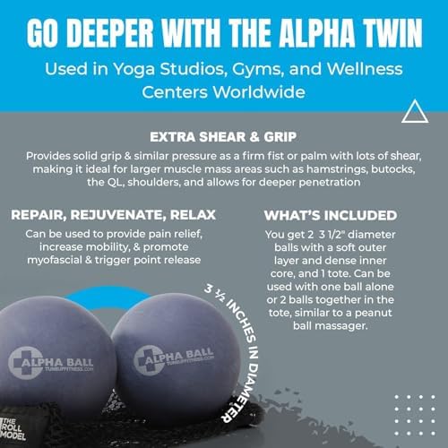 Tune Up Fitness – Alpha Twin Set in Tote | Larger Sized Yoga Massage Therapy Balls | Trigger Point Ball, Myofascial Release and Pain Relief for Upper & Lower Back, IT Band, QL, Hamstrings, Glutes - Image 3