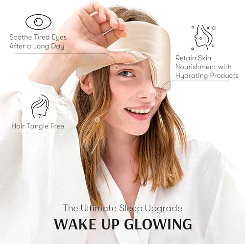Silk Sleep Mask for Women and Men, Side Sleeper, 22 Momme Pure Mulberry Silk Total Blackout 100% Mulberry Eye Mask with Adjustable Headband Full Size, Eye Masks for Sleeping and Travel - Image 2