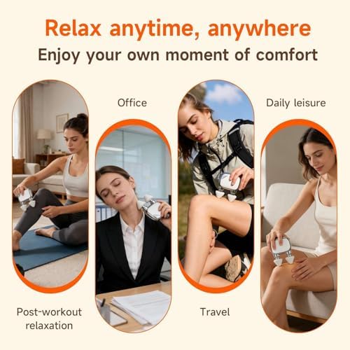 Dual-Head Mini Massage Gun, High-Power Portable Handheld Massager with 6 Massage Heads, Compact Quiet Design for Full-Body Use, Suitable for Travel & Office Use, Gift for Men & Women, - Image 4