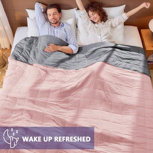 King Size Weighted Blanket for Adults (20 lbs, 80” x 87”, Pink Grey) Cooling Heavy Blanket for Sleeping Perfect for 190-210 lbs, Breathable Blanket for Adults & Couple All Season, Machine Washable - Image 5