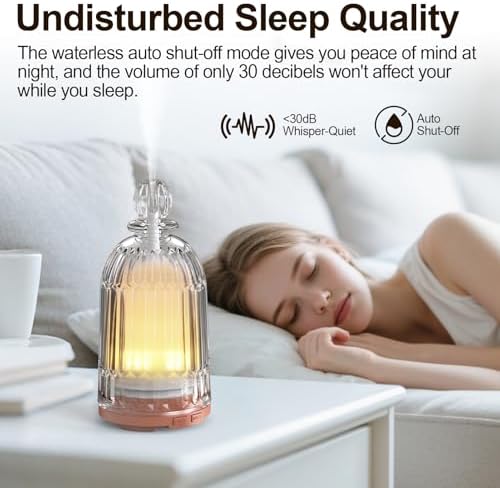 120ml Glass Essential Oil Diffuser, Ultrasonic Aroma Diffuser Glass Cover & Plastic Reservoir with Auto Shut-Off 7 Colors LED Lights for Home Office Bedroom(Bronze Base) - Image 3
