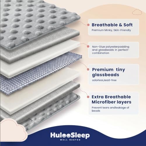 Huloo Sleep Weighted Blanket Twin 15lbs for Adult(48"×78",Gray) Breathable Soft Minky Weighted Throw Blanket for All Season,Heavy Blanket with Premium Glass Beads - Image 5