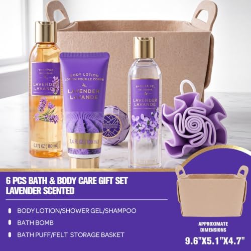 Gifts for Women, 6pc Lavender Felt Storage Spa Gift Baskets for Women - Image 2