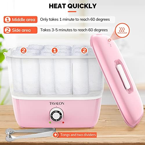 TASALON Hot Towel Steamer for Facials, Hot Towel Warmer Quickly Heats Up in 5 Minutes, Portable Towel Machine Fits 16 Mini Towels, Salon Equipment Towel Warmer for Facials, Spa, Massage, Pink - Image 2