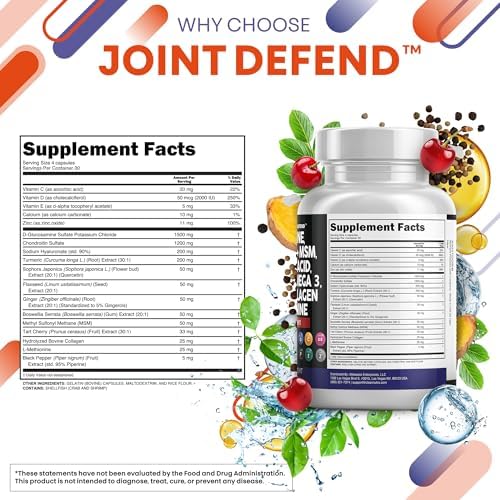 Glucosamine Chondroitin MSM Collagen Joint Supplements for Women & Men with Turmeric Curcumin, Collagen, Hyaluronic Acid, Boswellia Omega 3 Knee Flexibility Support Complex Vitamin Capsules 120 Count - Image 5