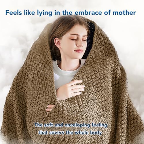 Topcee Knitted Weighted Blanket - 48"x72" 15lbs Cooling Chunky Knit Heavy Blanket for Adults Cable Yarn Knit Decorative No Beads Soft, Cozy and Cooling Weighted Throw Blankets Machine Washable - Image 4