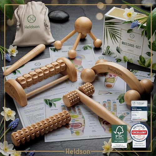 HELDSON Wooden Massage Set 6 Pcs – Wood Therapy & Trigger Point Tools - Image 2