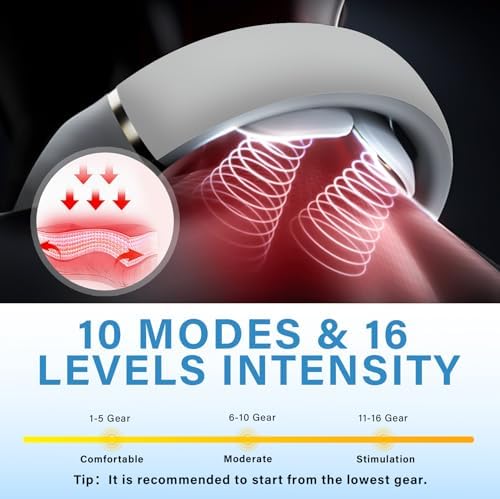 CURECURE Neck Massager for Pain Relief Deep Tissue, Electric Neck Massager with Heat and 10 Massage Patterns & 16 Intensity Steps, Compact and Travel-Friendly, Great for Comfort, White - Image 4