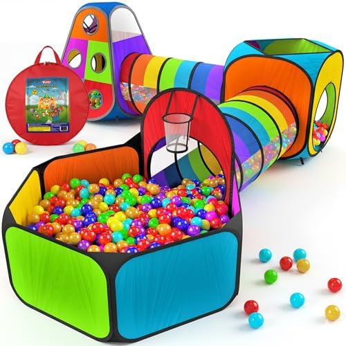 Playz 5pc Pop Up Play Tent and Crawl Through Tunnels for Kids w/Carry Bag by Playz