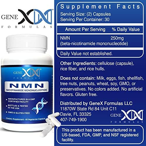 Genex Formulas NMN 250 mg Dose Stabilized Form 99% Pure Supplement 60 Caps - Image 3