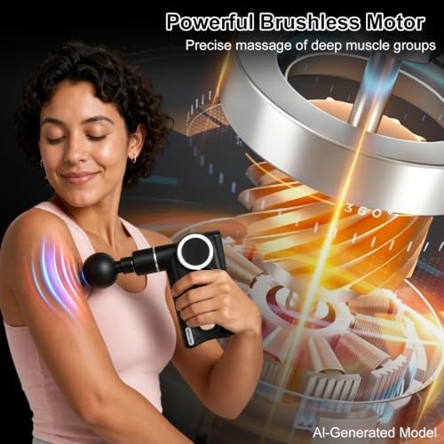 3-in-1 Detachable Massage Gun with Heat, Portable Handheld Massage Gun with Massage Strap, Mini Massage Gun Deep Tissue with 20 Speeds & 6 Heads, Percussion Muscle Massager for Back/Neck/Body - Image 5