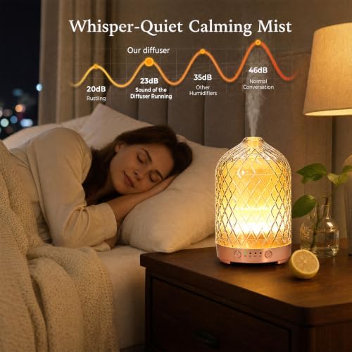 Essential Oil Diffuser for Home- 200ml Aromatherapy Diffuser for Essential Oils with 4 Timer, 7 Color LED Lights Waterless Auto Shut-Off for Home Office Décor Gifts for Women - Image 4
