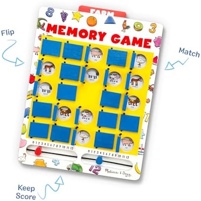 Melissa & Doug Flip-to-Win Portable Wooden Travel Game Board with 25 Flaps & 7 Double-Sided Memory Game Cards—Animals, Colors, Fruits, Shapes & Much More—Preschool Toys for Kids Ages 5+ - Image 3