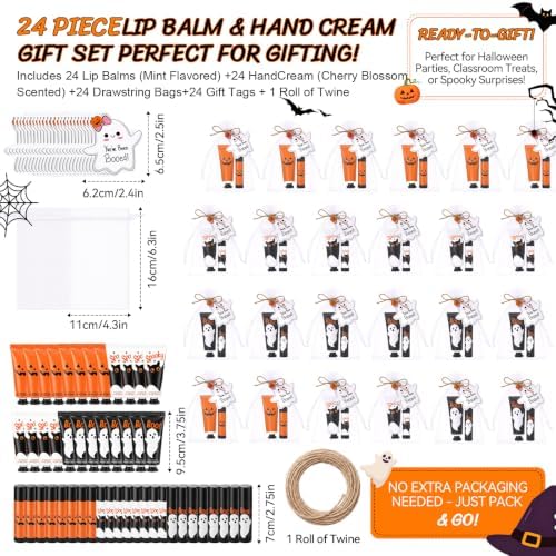 Loopeer 24 Sets Halloween Gifts for Women Bulk Hand Cream and Lip Balm - Image 2