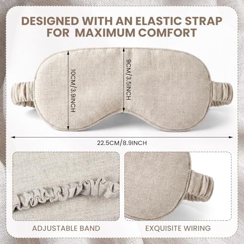 2 Set Pure Linen Sleep Mask Organic Cotton Eye Cover Gift,Linen - Image 2