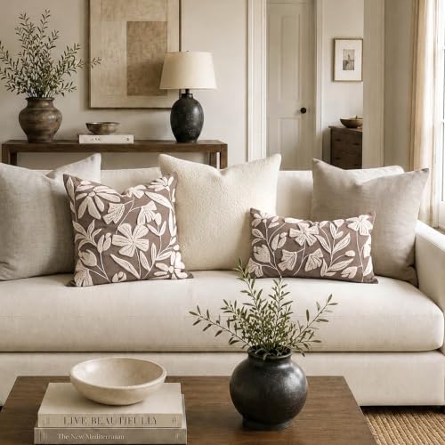 BlissBlush Decorative Throw Pillow Cover 20x20 Inch, Taupe Brown Floral Tufted Velvet Accent Pillow Case for Sofa Bed Living Room, Cover Only - Image 7