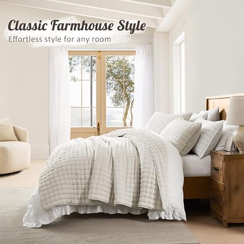 WDCOZY Twin Quit Size Bedding Sets with Pillow Sham, Ivory Lightweight Soft Bedspread Coverlet, Quilted Blanket Thin Comforter Bed Cover for All Season, 2 Pieces, 68x90 inches - Image 6
