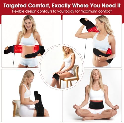Red Light Therapy Belt for Body, 105 LEDs Infrared Light Therapy Wrap Belt for Waist Back Shoulder Legs Knee Muscle Relax, Portable 660nm 850nm 3 Chips in 1 Red Light Belt with Timer(Corded) - Image 2