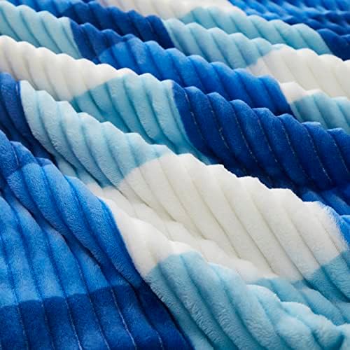 PU MEI Sherpa Blanket Twin Plaid Thick Bed Blanket, 90”*80” Super Soft Flannel Fuzzy Fleece Reversible Velvet Plush Warm Blanket for Couch(Blue Check, 80"*90") - Image 6