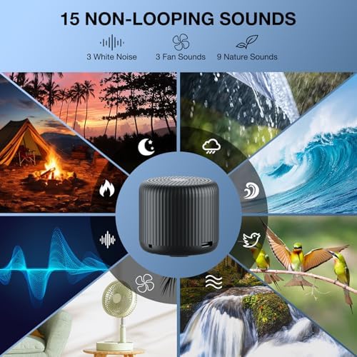 White Noise Machine Baby Portable Sound Machine,LEICEX Travel Sound Machine,15 Non-Looping Sound Timer and Memory Play, Mini White Noise Machine for Sleeping Office Travel （Black） - Image 3