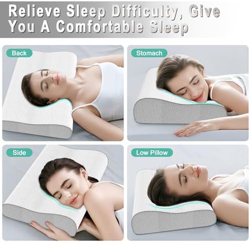 Cervical Pillow for Neck Pain Relief, Memory Foam Pillow, Ergonomic Adjustable Contour Bed Pillow for Side, Back & Stomach Sleepers (2, 22 * 13.7inch) - Image 5
