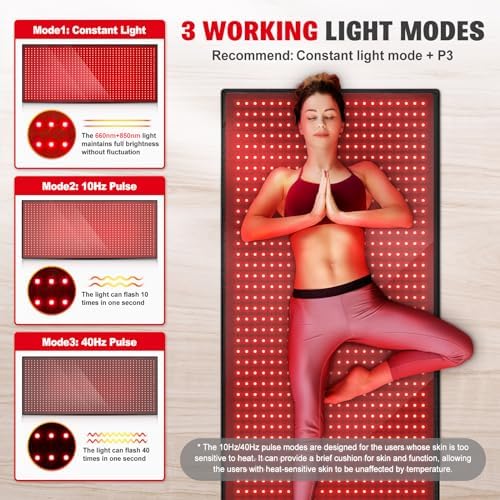 Red Light Therapy for Body, 660nm 850nm Infrared Light Therapy Pad, Wearable Wrap with Timer Remote Control for Back Shoulder Waist Knee, Infrared Light Device Home Use, 71'' x 31'' Large Area - Image 4