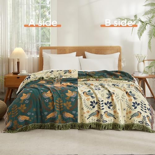 Boho Throw Blanket for Bed 90”x98”, 100% Cotton Blanket for Couch Sofa - Image 2