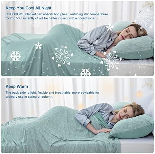 CHOSHOME Cooling Blanket for Hot Sleepers Lightweight Summer Cold Thin Blankets for Sleeping, Hot Flashes Night Sweats, Soft Blanket for Bed, Full Size, Green - Image 3