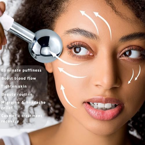Ice Roller for Face Ice Globes Eye Massager Facial Roller Tools Stainless Steel Cryo Globes Long-Lasting Cold Therapy for Eyes, Hot Flashes, Body Skin Care for Puffiness, Wrinkles - Image 3