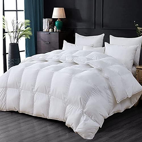 Luxurious Goose Down Feather Fiber Comforter Duvet Insert, Plain Solid Design,White 108 x 98 , Premium Baffle Box 100% Egyptian Cotton, 75 oz Fill Weight,Oversize Cal King - Image 2