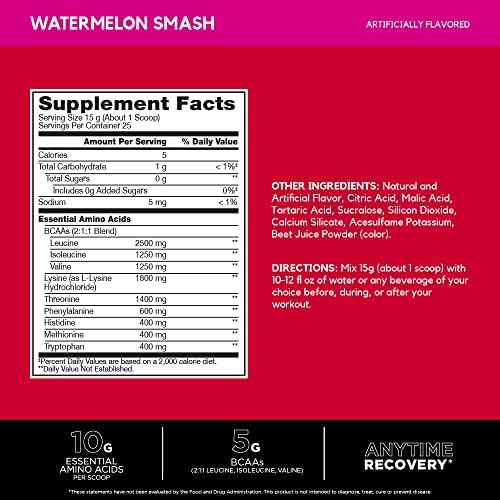 BSN Amino X EAAs, Muscle Recovery & Endurance, 10g Essential Amino Acids, 5g BCAAs, Zero Sugar, Caffeine Free, Watermelon Splash, 13.2oz, 25 Servings - Image 2